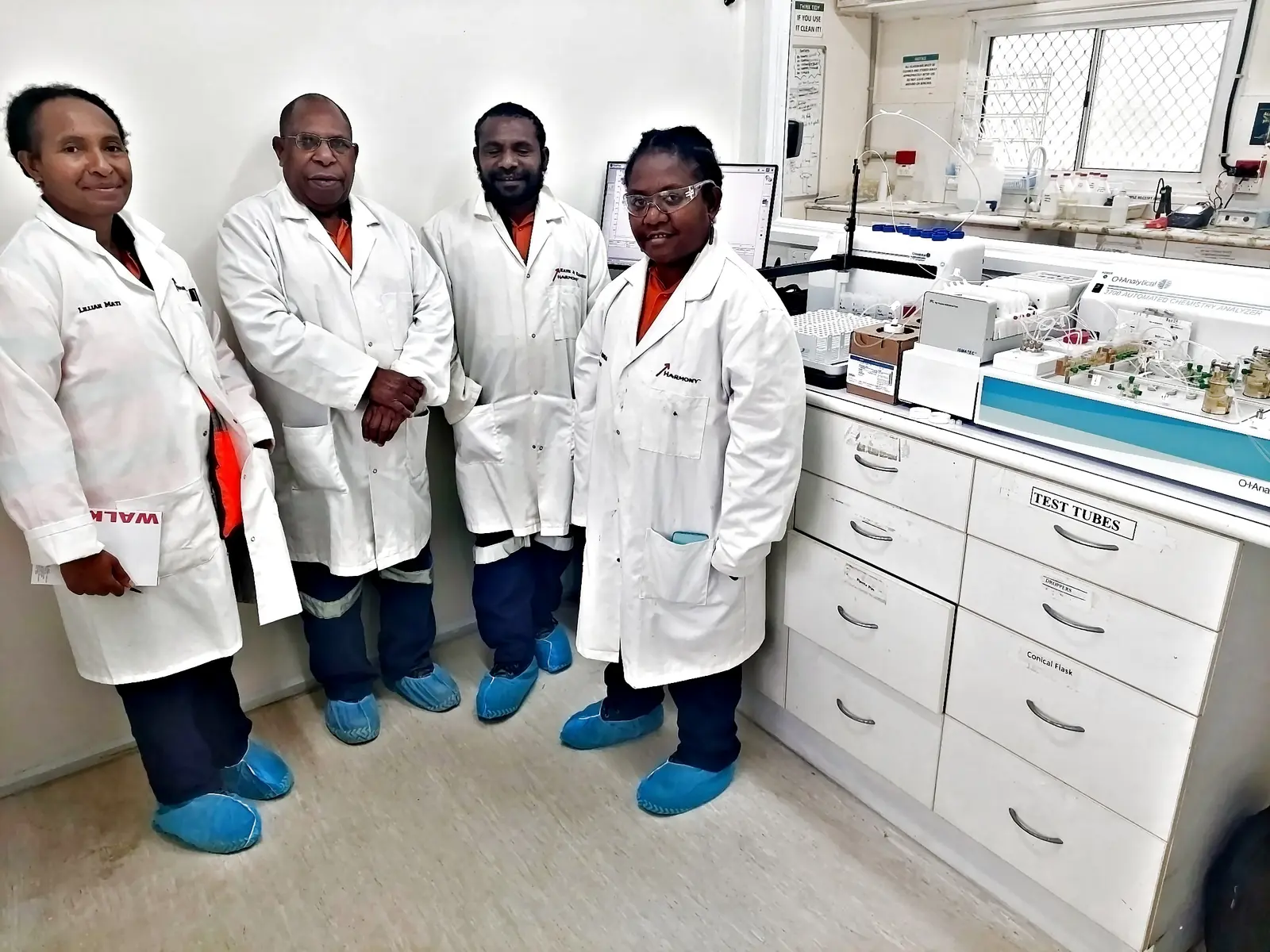 Laboratory team at Hidden Valley Gold Mine, Papua New Guinea